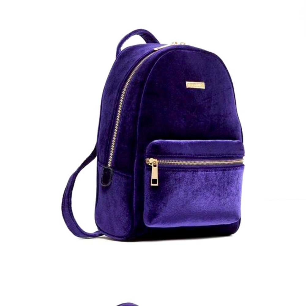 Aldo purple velvet mini backpack
